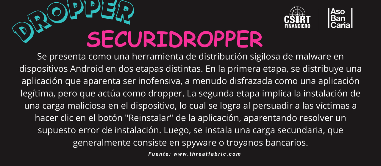 NUEVA AMENAZA PARA DISPOSITIVOS ANDROID DE TIPO DROPPER DENOMINADO SECURIDROPPER