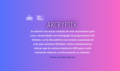 NUEVA VARIANTE DE ARCRYPTER RANSOMWARE CON DIVERSOS CANALES DE COMUNICACIÓN